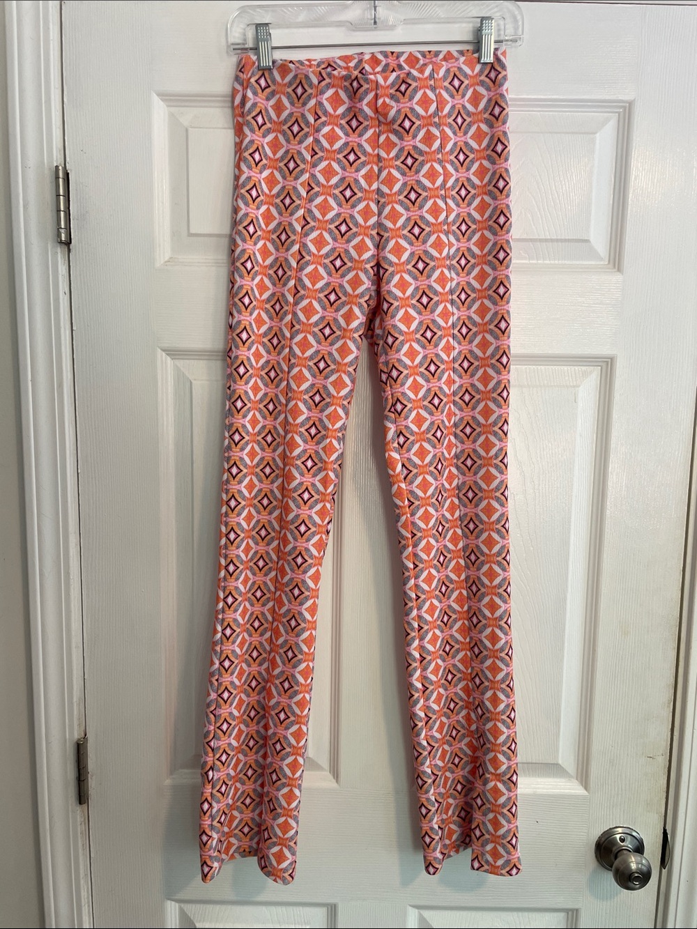 Free People Pink Geometric Boot-Cut workout Pants with matching bra top